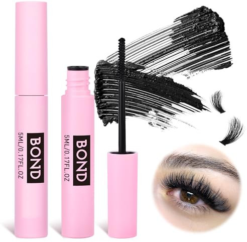 Wiwoseo Lash Bond Black Waterproof Eyelash Glue - Super Strong Hold, Fast Drying Adhesive for Strip and Cluster Lashes (5ml)