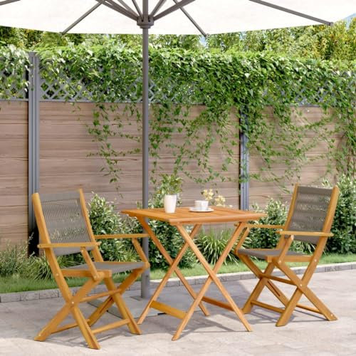 Xichuzi 3-TLG. Bistro-Set Grau Polypropylen und Massivholz, Gartenset Tisch Und Stühle, Balkon Möbel Für Kleinen Balkon, Terrassenmöbel, Balkonset, Balkonmöbel, Möbelsets - 3281878