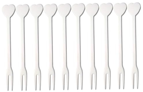 OKUMEYR 10pièces Fourchettes Acier Forme De Cœur Pour Fruits Desserts Et Gâteaux Accessoires Pour Mariage Banquet Et Fête