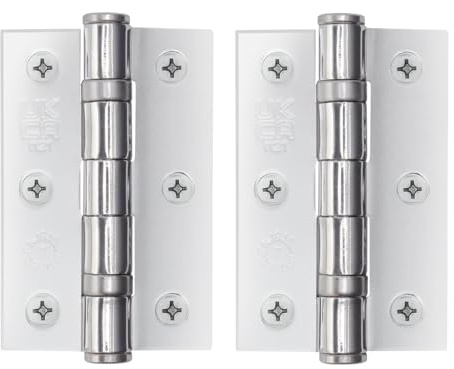 EAI Polished Chrome Door Hinges, 76mm / 3 Inch, 1 Pair Fire Rated | Internal Fire Door Hinges, Perfect for Wooden Doors, Smooth Operation, Ball Bearing Hinges, Fixings Included