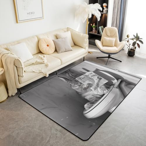 Loussiesd Kaninchen Teppich 100x150cm Nettes Kaninchen Wohnzimmerteppich Cartoon Bunny Modern Teppich für Frauen Männer Leichtes Tier Küchenteppich