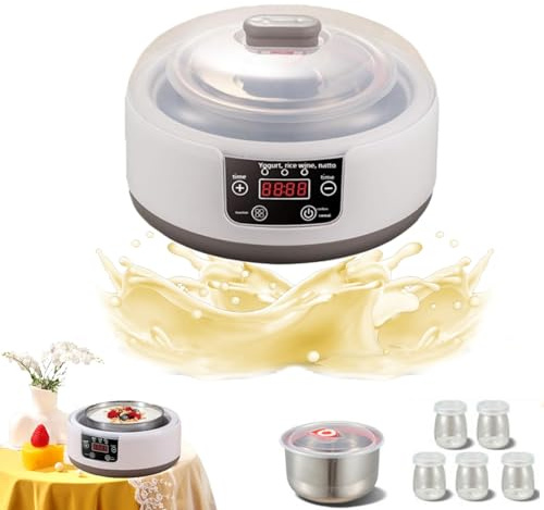 1400 ML Probiotic Yogurt Maker, Probiotic Yogurt Maker, LED Display Multi-Function Probiotic Yogurt Motor, 68-131°F 48 Working Hours Yogurt Motor with 8 Jars Yoghurt Makers (B)
