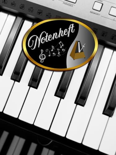 Notenbuch Keyboard Notenheft Klavier Musikunterricht Akkordeon Notenlinienheft Große Lineatur Klavierunterricht Anfänger Piano Orgelbuch DIN A4 ... Notensysteme Musiker Celesta A12A