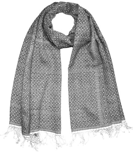 Lorenzo Cana Herren Schal Schaltuch aus weicher Wolle Paisley Muster zweifarbig schwarz weiß 70 cm x 190 cm Wollschal Wolltuch Umschlagtuch 7858211
