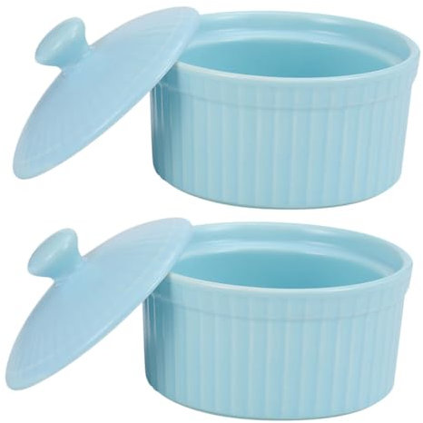 Cabilock Ramequin À Dessert Avec Couvercle Petits Bols Pour Sauce Et Pudding Plat De Cuisson En Céramique Pour Un Nettoyage Facile
