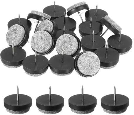 sourcing map Nail-on Furniture Sliders, 24Pcs Nail-on Felt Pads Round Chair Table Feet Pads Chair Leg Floor Protectors for Hardwood Floors (Black, 28mm/1.1)
