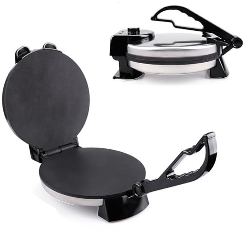 12-inch Electric Tortilla Maker - 1800W Double-Sided Press, Stainless Steel, Non-Stick, Anti-Scald Handle, Indicator Light - Ideal for Tortilla, Naan, Chapati Bread