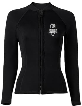 Fldy 3mm Neoprenanzug Top Langarm Thermal Jacke Für Frauen Schwimmen Schnorcheln Tauchen Surfen Schwarz XL