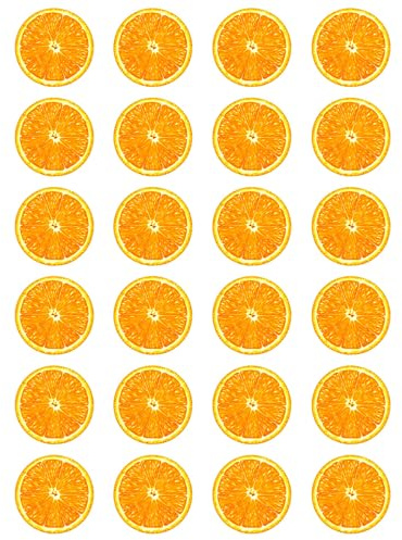 24 x Orange Slice Edible Cupcake Toppers – Wafer Card or Icing – Fruit Celebration Party Themed Birthday Decorations Perfect For Brownies Cookies Muffins & More! (Edible Wafer Card)
