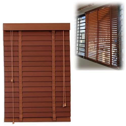 Jalousien aus Massivholz, 50 mm, horizontale Fensterläden, für Innen- und Außenbereich, Holzvorhänge, blickdichte Vorhänge für Zuhause und Büro, 60 x 150 cm, verbessern Privatsphäre und Stil