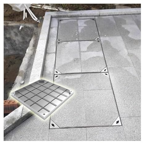 ZHENGQIAN Trappe de Sol à carreler,Couvercle de Regard en Acier Inoxydable,Couvercle de Regard Encastré et Cadre,Couvercle d'Accès,Barres d'acier épaissies(5cm,60 * 60cm/23.6 * 23.6in)