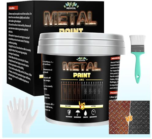 Meuvcol Metal Paint – 1000ml Black Paint for Metal Surfaces, Direct to Door & Outdoor Use, Anti Rust Preventative, High Coverage, Long-Lasting Finish for Gates, Railings, Furniture, Faucet, Craft