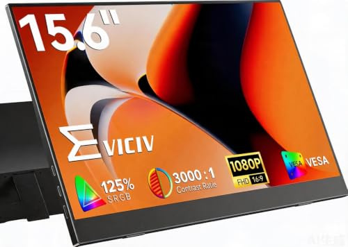 EVICIV Ecran Portable 15,6 Pouces 125% sRGB 3000:1 1920x1080 FHD Ultradünne | Moniteur Portable avec USB-C Mini HDMI Eye Care écran PC pour Ordinateur Portable/PC/Téléphone
