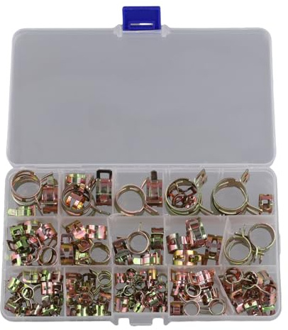 Plmvhpb 115 Pièces Colliers de Serrage à Ressort 6-22mm Pince à Ressort Zingué Tuyau de Conduite de Carburant Tuyau D'Eau Colliers de Serrage de Tube D'Air Fixation Collier de Serrage