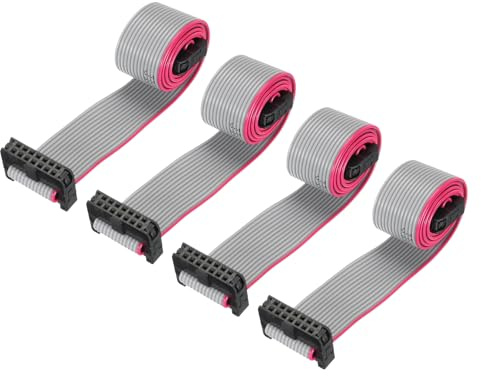sourcing map IDC 14Pin Flat Ribbon Cable, 1.27mm Pitch FC to FC Connector 30cm Length Grey Jumper Wire for Computer LED Display DVD, 4Pcs