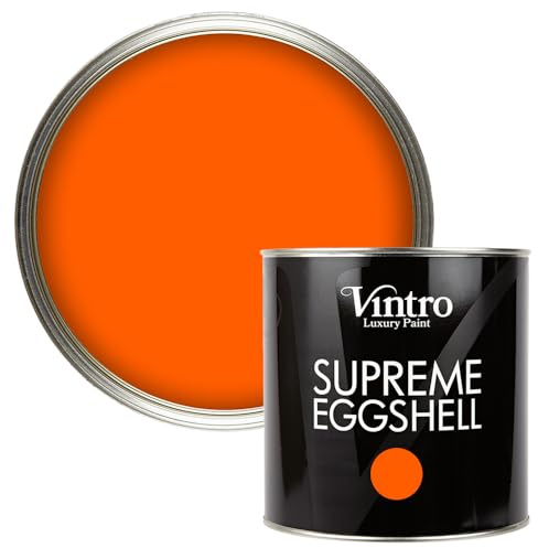 Vintro Paint | Eggshell Paint | for Walls | Wood | Trim | Satin Furniture Paint | Interior & Exterior Use. (Orange - Pumpkin, 2.5 Litres)