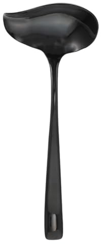 BESTYASH Cucchiaio per Salsa in Acciaio 304 con Beccuccio Versatore Mestolo Nero con Manico lungo per Condimenti e Sughi Accessorio da Cucina Multiuso per Ristoranti e Casa