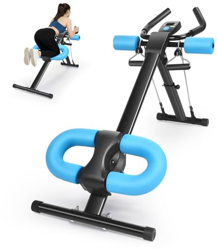 Bauchtrainer für Zuhause & Ganzkörpertrainer, 5 Höhen & 2 Neigungsstufen, LCD-Display, Klappbares Bauchmuskeltrainer für zuhause, Training für Bauch, Arme & Po, bis 150 kg Belastbarkeit