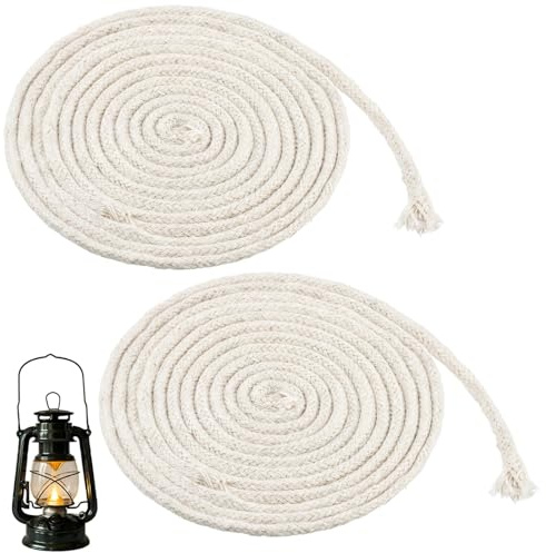 2 Pack 3.3 Ft /1m Oil Lamp Wicks, 4mm/0.16in Round Braided Replacement Wicks for Candle Making, Practical Candlemaking Supplies for Kerosene Lamps, Lanterns, Candles, Aromatherapy