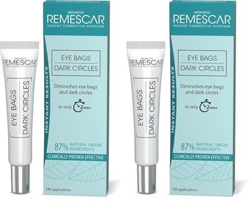 Remescar Poches et Cernes 8ml – Crème Anti-Poches et Anti-Cernes Effet Immédiat – Atténue les Cernes et Décongestionne le Contour des Yeux – Soin Instantané pour un Regard Défatigué (Lot de 2)