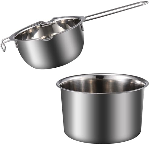 ULDIGI Cazo Baño Maria de Acero Inoxidable para Derretir Chocolate y Mantequilla, Olla para Baño María Capacidad de 600ml, Adecuado para Casa y Restaurante
