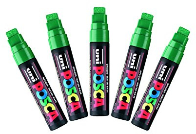 uni-ball Posca PC-17K Extra Broad Chisel Tip Marker - Green, Pack of 5