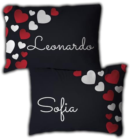 Babloo Coppia di Federe Personalizzate con Nome Be Mine Letto Matrimoniale Idea Regalo per San Valentino Personalizzabile Copricuscino per Decorazione Camera