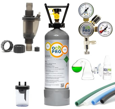 OCOPRO CO2 Anlage Inline DLX-500 Aquarium mit 2kg Mehrwegflasche (2kg)