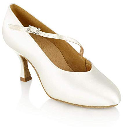 Ray Rose - Zapatos de baile para mujer, 116A, Rockslide - Satén blanco - Medium (normal) - 2,5 cm (6,5 cm) Flare - Made in UK, blanco, 40.5 EU