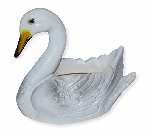 RAKSO Deko Garten Figur Dekofigur Gartenfigur Pflanzfigur Schwan zum Bepflanzen aus Kunststoff Höhe 28 cm