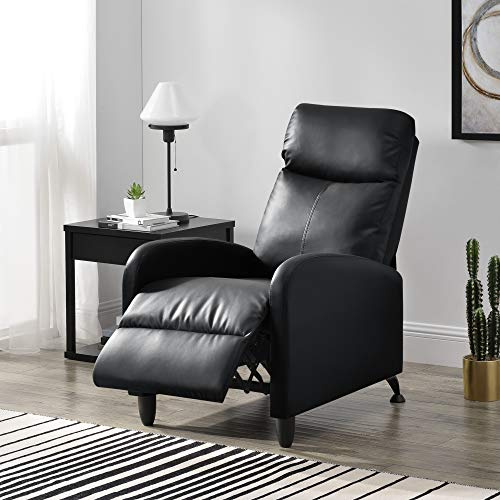 [en.casa] Poltrona Relax con Schienale Reclinabile e Poggiapiedi Ribaltabile Poltrona con Braccioli Rivestimento in Similpelle Nero