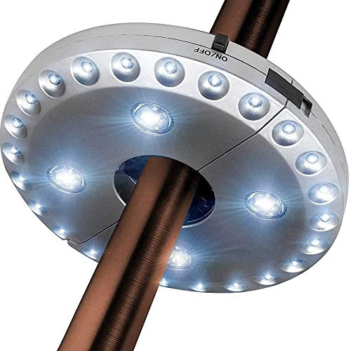 QAF Lámpara para Sombrilla de Patio Luces Sombrilla Paraguas Poste Patio Carpas Iluminación Inalámbrico 28 Luces LED Paraguas Sombrilla de atenuación de 3 Niveles Luz LED Luz Blanca Pura Lámpara colg