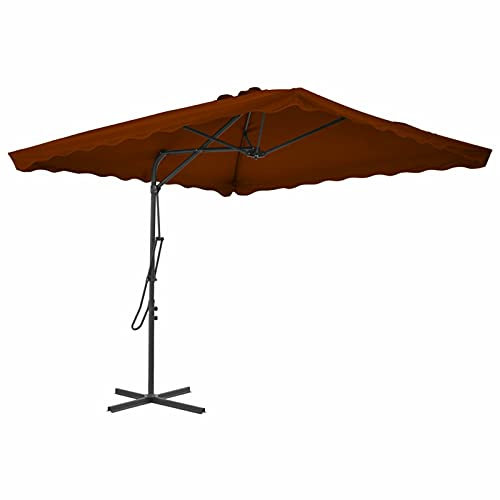 Sonnenschirm mit Stahlmast, Leepesx Ampelschirm, Gartenschirm, Marktschirm, Parasol, Vsonnenschirm, Balkon Sonnenschutz, Balkon Schirm, Balkonschirm, Terracotta-Rot 250x250x230 cm