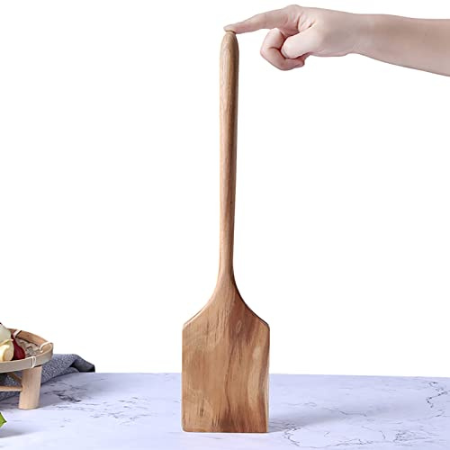Big Wooden Spatula for Cooking, Giant Wood Shovel Scraper Utensil for Large Cast Iron, 17-inch Kitchen Spatula Flat Multipurpose, Long Handle Frying Turner Heat Resistant, Heavy Food Service Spatulas