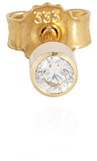 NKlaus Single Calice Clou d'oreille 333 Or jaune mat 8 carats cylindrique Ø3mm Zircon blanc 3667