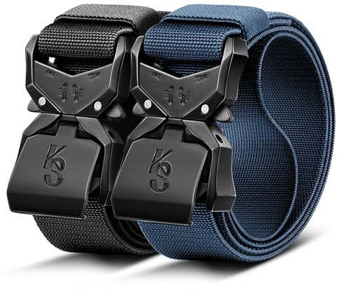 KEMISANT Taktischer Gürtel Herren 2er, Gürtel Militär Wandern Arbeitsgürtel 38mm,Schnellverschluss Metallschnalle