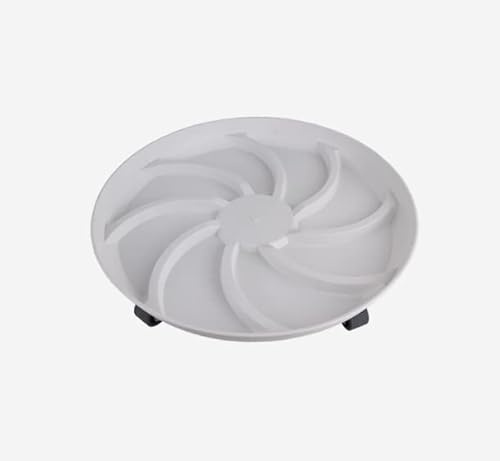 Mkuha Rund Kunststoffe Pflanzenroller Outdoor mit Bremse und Wasserspeicherung, Blumenroller Außenbereich und Innenbereich, Pflanzenroller mit Softrollen für Parkett, Schwerlast,Weiß,40cm