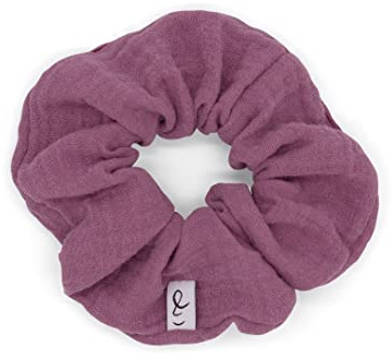 hutch&putch Premium Musselin-Scrunchie für Mädchen - Haargummi aus 100% Baumwolle - elastischer Haargummi für gesunde Haare - Scrunchie mit starkem Halt ohne Knickstelle (Berry)
