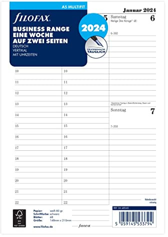 Filofax 2024 24-68540 Kalenderinlägg, Vit, A5