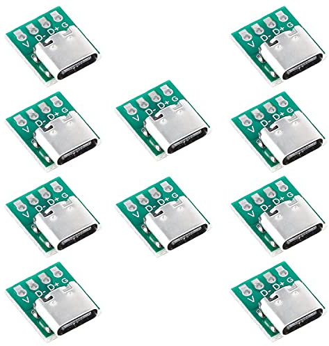 PENGLIN 10PCS USB 3.1 Typ C Reparatur Buchse Lötbar Breakout Board, | USB C Kabel Adapter zum Löten Platine mit PCB für Datenleitung Draht Kabel Transfer