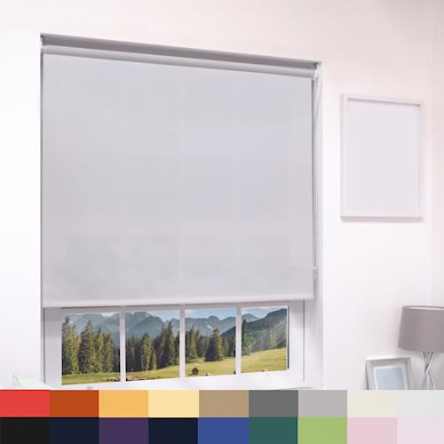 Deluxe Daylight Roller Blinds Light Filtering Premium Fabric Easy Fit Metal Brackets Bedroom Living Room Office Child Safe 160cm Length Trimmable Light Grey 150cm