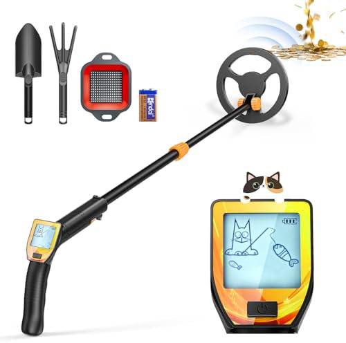 Metal Detector Kids, Potuem Lightweight Kids Metal Detectors with Backlit LCD Display and Waterproof Search Coil, High Sensitivity Metal Detector for Kids with Shovel Rake Sieve for Treasure Seeking