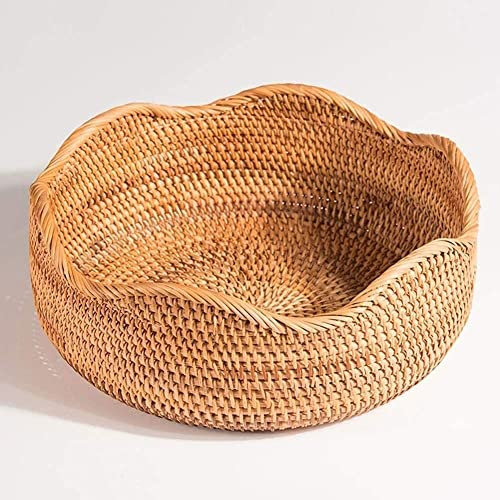 Frutero Plato de frutas Cesta de almacenamiento de ratán Cesta de frutas multifuncional tejida a mano Cesta de pan for sala de estar Cesta de mimbre de algas marinas Decoración del hogar Cesta de frut