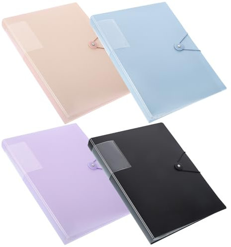 4 Pack A4 Display Folders, Total 160 Pockets Display Book Folder with Plastic Sleeves and Safety Rope Presentation Folders Document Project Folder for School and Offices