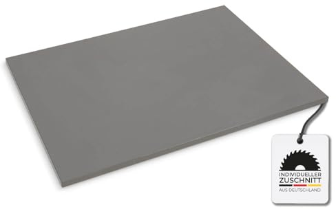 Hausfux Tischplatte nach Maß - 1,9 cm Starke Spanplatte, melaminbeschichtet, mit ABS-Kante - individueller Zuschnitt - Made in Germany (Basalt Grau, 70 x 70 cm)