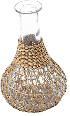 MUCKLILY 1stück Rattan Glasvase Kreative Hydroponische Tischvase Für Blumen Dekorative Blumentöpfe Für Büro Und Balkon Umweltfreundliche Dekoration