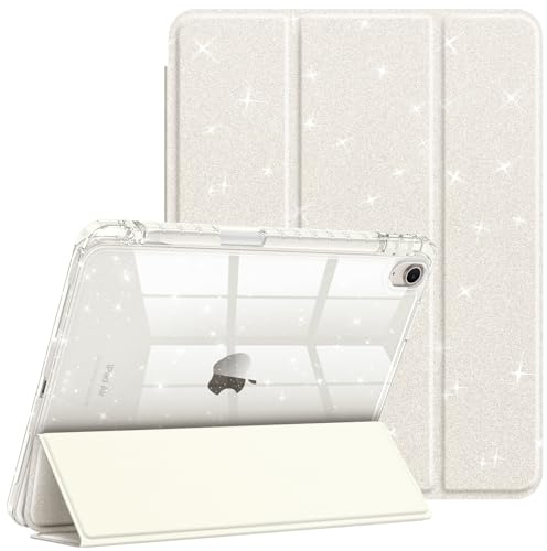 Fintie slimmat fodral för iPad Air 11 tum M3 (2025)/M2 (2024), iPad Air 5th (2022)/4:e generationen (2020) 10,9 tum – [inbyggd pennhållare] glittrande skydd med glänsande klart skal på baksidan