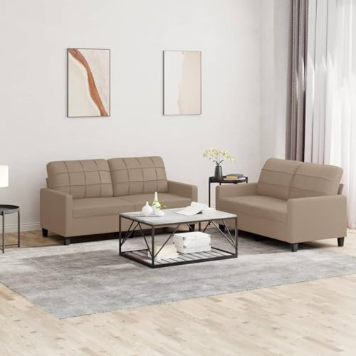 LAPOOH 2-TLG. Sofagarnitur mit Kissen Cappuccino-Braun Kunstleder, Sofa Mit Relaxfunktion, Couchgarnitur, Wohnzimmer Sofa, Couch, Sofa Set 3201362