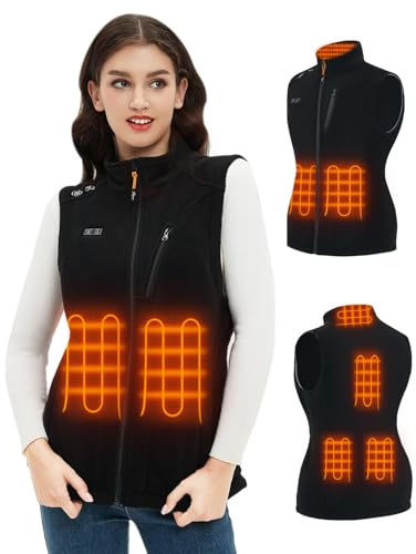 Telguua Fleece Heated Vest,Women's Heated Fleece Gilet with Power Bank 5V 10000mAh,6 Heating Zones Heated Gilet for Women Jacket Electric Rechargeable Heating Vest Body Warmer