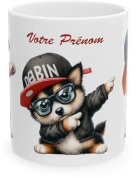 Jm-Déco Mug personnalisé personnalisable Dab avec prénom ou petit texte - Idée cadeau - Tasse pour Enfant ou Adulte
